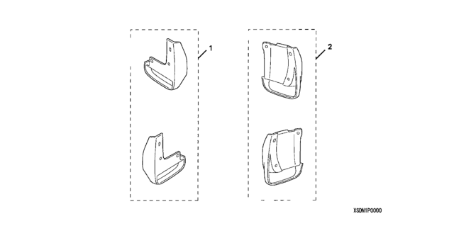 2006 Honda Accord Set, Front Splash Guard Diagram for 08P08-SDN-1A0R1