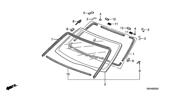 2008 Honda Pilot Front Windshield Diagram