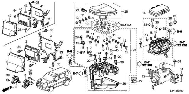 2012 Honda Pilot Control Unit (Engine Room) Diagram 1