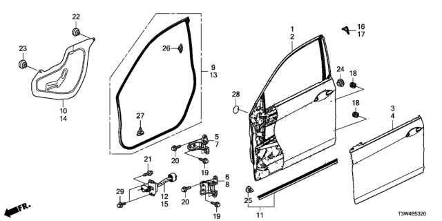 2015 Honda Accord Hybrid Front Door Panels Diagram