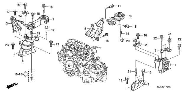 2007 Honda Civic Engine Mounts Diagram