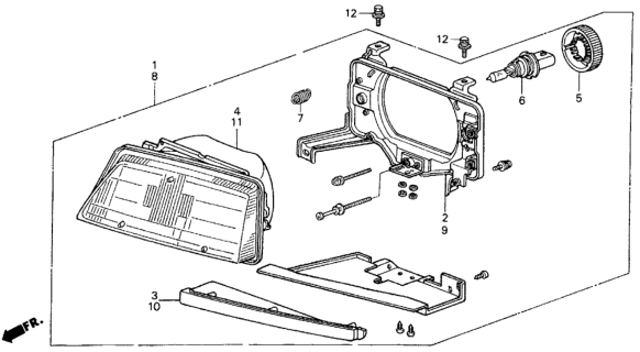 1987 Honda Civic Housing, R. Diagram for 33101-SB3-681