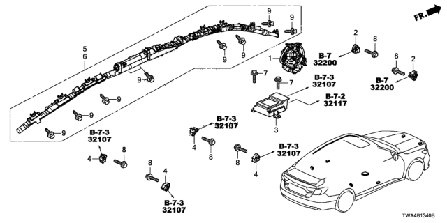 2018 Honda Accord Hybrid SRS Unit Diagram