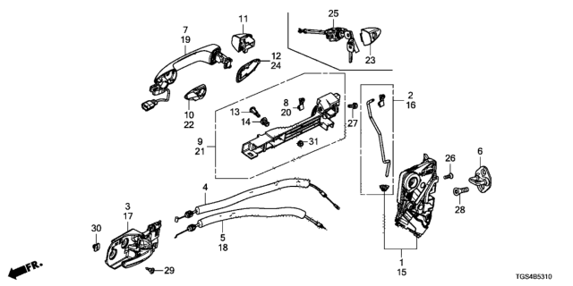 2020 Honda Passport HANDLE, L. FR. *YR601P* (BRONZE BLACK PEARL) Diagram for 72181-TG7-A81ZN