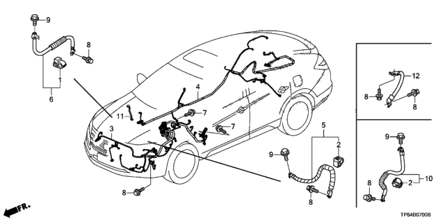 2010 Honda Crosstour Wire Harness, L. Cabin Diagram for 32120-TP6-A10