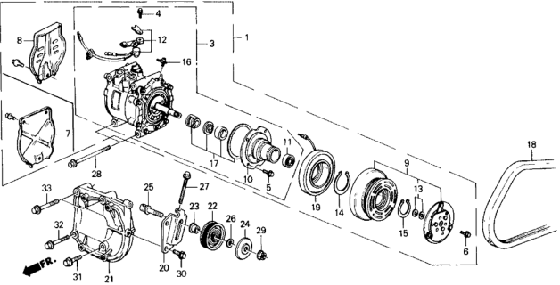 1990 Honda Civic A/C Compressor (Sanden) Diagram