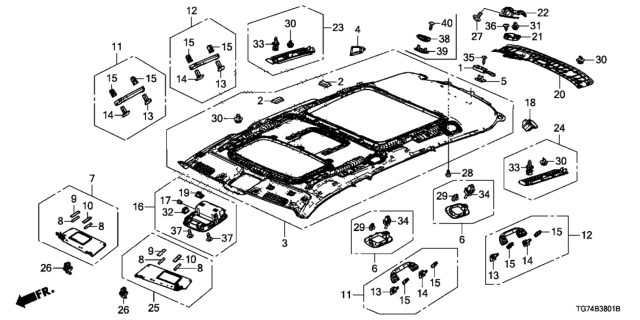 2020 Honda Pilot Console Assy., Roof *YR507L* (SHADOW BEIGE) Diagram for 83250-TG7-A11ZA