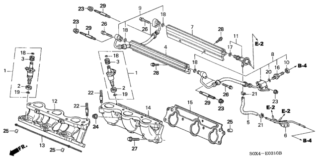 1999 Honda Odyssey Hose B, Fuel Feed Diagram for 16722-P8F-A02