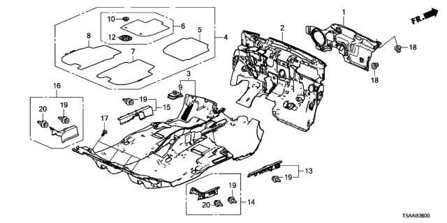 2019 Honda Fit Carpet Assy., Floor *NH900L* (NEUTRAL BLACK) Diagram for 83301-T5R-A61ZA