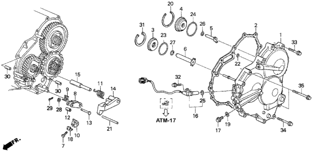 1997 Honda Accord Gasket, Driver Side Cover Diagram for 21812-P0Z-000