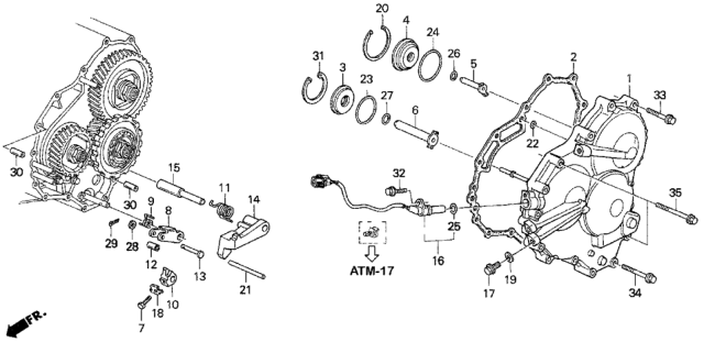 1997 Honda Accord Pawl, Parking Brake Diagram for 24561-P0Z-000