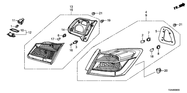 2013 Honda Accord Dwg,Light Assy ,L Diagram for 34155-T2A-A01