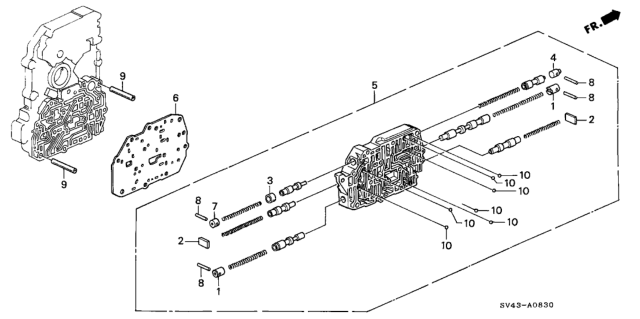 1997 Honda Accord AT Secondary Body Diagram