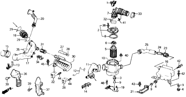 1991 Honda Prelude Clamp, Air In. Tube Diagram for 17245-PK2-A01