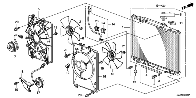 2009 Honda Pilot Radiator (Denso) Diagram