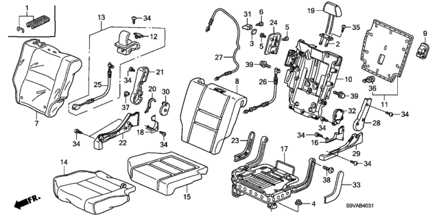 2008 Honda Pilot Middle Seat (Passenger Side) Diagram