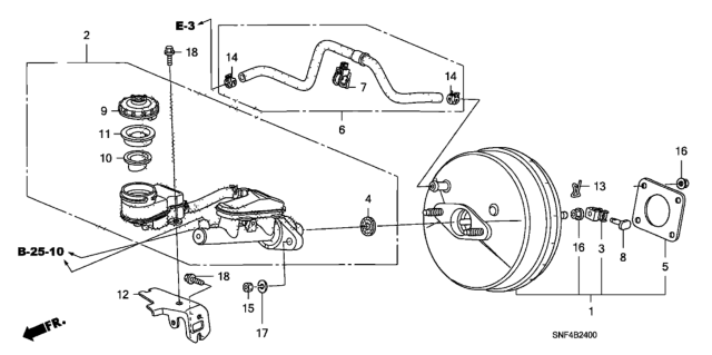 2009 Honda Civic 4 Door GX (INDIANA) KA 5AT Brake Master Cylinder  - Master Power Diagram