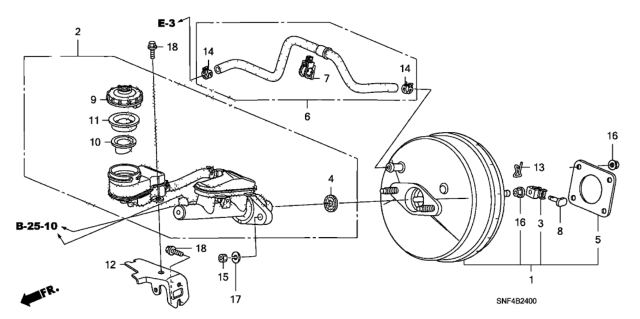 2010 Honda Civic Brake Master Cylinder  - Master Power Diagram