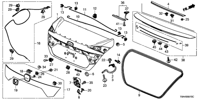 2016 Honda Civic Spoiler A (White Orchid Pearl) Diagram for 71700-TBA-A01ZE