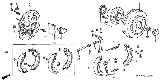 2001 Honda Civic Cylinder A, Right Rear Wheel Diagram for 43300-S5A-003
