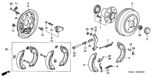 2001 Honda Civic Plate, Left Rear Brake Back Diagram for 43120-S5A-003