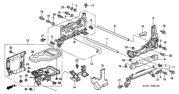 1997 Honda CR-V Adjuster, L. Reclining Diagram for 81630-S04-J01