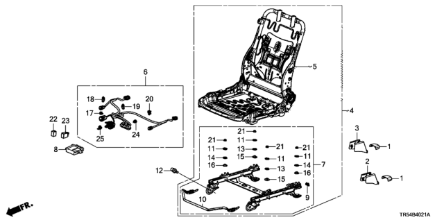 2015 Honda Civic 4 Door GX KA 5AT Front Seat Components (Passenger Side) Diagram