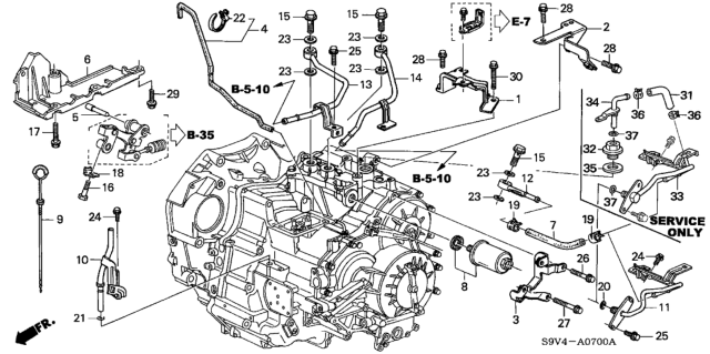 2004 Honda Pilot Pipe E (ATf) Diagram for 25940-PYB-000