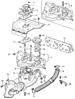 1981 Honda Civic 4 Door ** (1500) KA HMT Carburetor Insulator  - Manifold Diagram