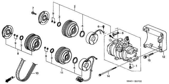 2001 Honda Accord A/C Compressor (V6) Diagram