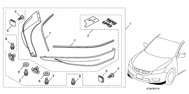 2014 Honda Accord 4 Door EX KA CVT Front Underbody Spoiler Diagram