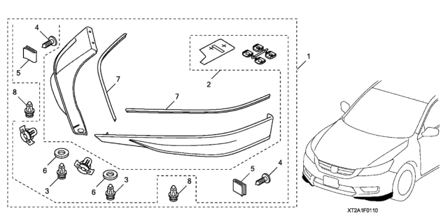 2014 Honda Accord Front Ub Spoiler Nh-797M Diagram for 08F01-T2A-142