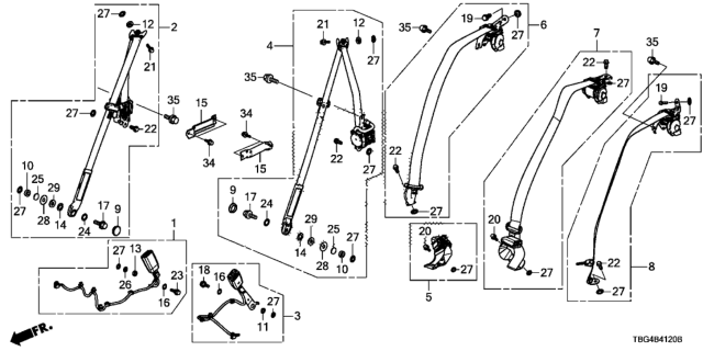 2018 Honda Civic Buckle Set L,FR Seat Diagram for 04816-TBG-A30ZA