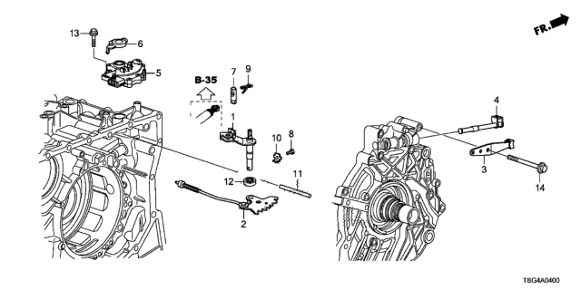 2019 Honda Civic 2 Door EX (TURBO) KL CVT AT Control Shaft - Position Sensor Diagram