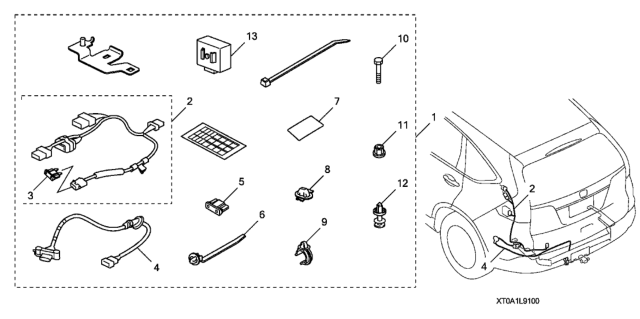 2016 Honda CR-V 5 Door EX-L (2WD) KA CVT Trailer Hitch Harness Diagram