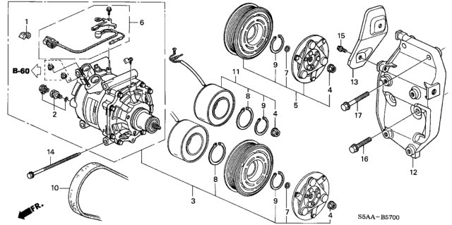 2004 Honda Civic A/C Compressor Diagram 1