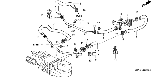 2004 Honda S2000 Hose A, Water Outlet Diagram for 79725-S2A-A00