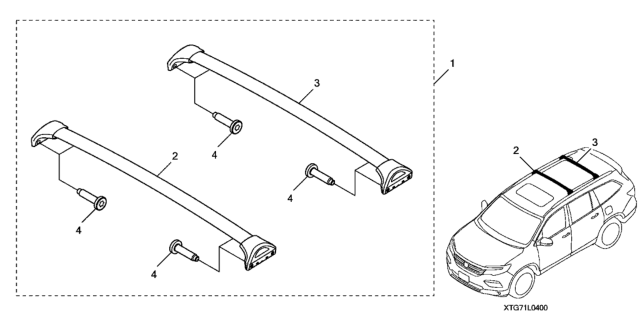 2016 Honda Pilot Roof Crossbars Diagram