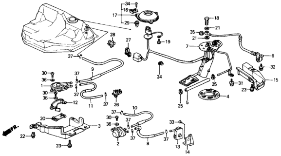 1991 Honda Civic Fuel Pump - Two-Way Valve Diagram