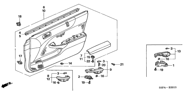 2005 Honda Civic Front Door Lining Diagram