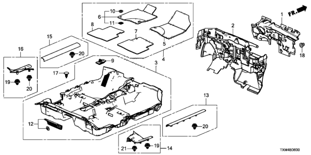 2020 Honda Insight Floor Mat Diagram