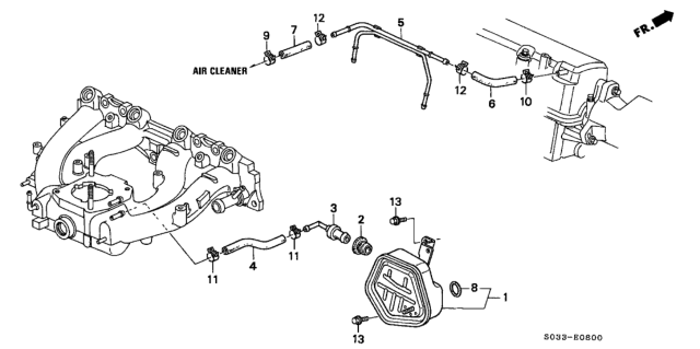 1997 Honda Civic 3 Door CX KA 4AT Breather Chamber (Down Flow) Diagram
