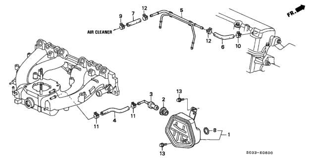 1999 Honda Civic Tube B, Breather Diagram for 17153-P1A-000