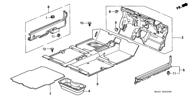 1999 Honda Civic 2 Door EX (ABS) KA 4AT Floor Mat Diagram