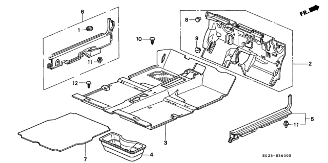 1996 Honda Civic Floor Mat Diagram