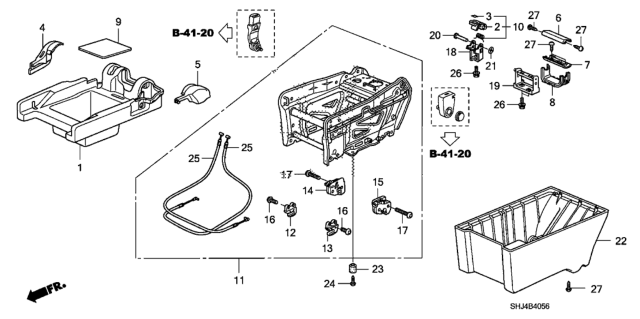 2008 Honda Odyssey Middle Seat Components (Center) Diagram