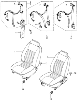 1981 Honda Civic Front Seat - Seat Belt Diagram