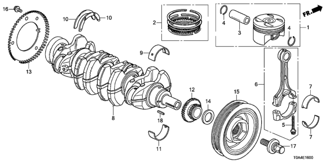 2013 Honda CR-V Bearing D, Main (Lower) (Green) (Daido) Diagram for 13344-PRB-A01