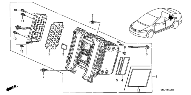 2008 Honda Civic Ima Battery Module Diagram for 1D070-RMX-A51RM