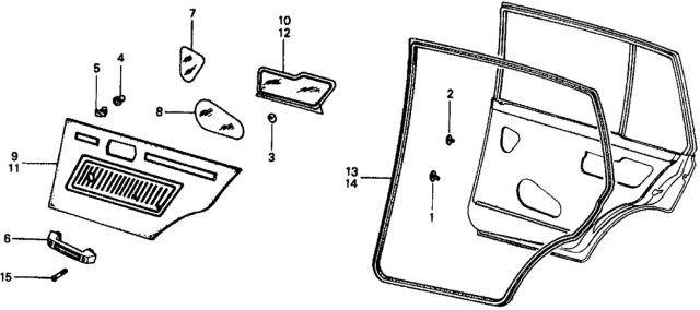 1977 Honda Civic Lining, L. RR. Door *YR19L* (CAMEL YELLOW) Diagram for 76831-663-670ZC